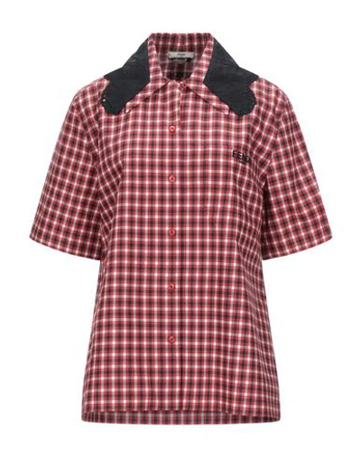 Shop Fendi Checked Shirt In Red