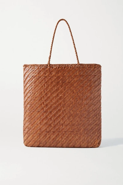 Shop Dragon Diffusion Kete Woven Leather Tote In Tan