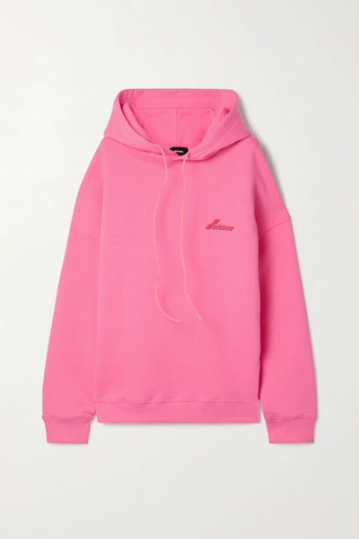 Shop We11 Done Oversized Appliquéd Printed Cotton-jersey Hoodie In Pink
