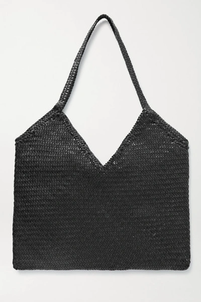 Shop Dragon Diffusion V Woven Leather Tote In Black