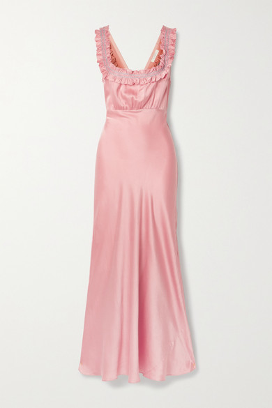 silk pink maxi dress