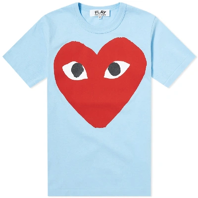 Shop Comme Des Garçons Play Comme Des Garcons Play Women's Red Heart Logo Tee In Blue