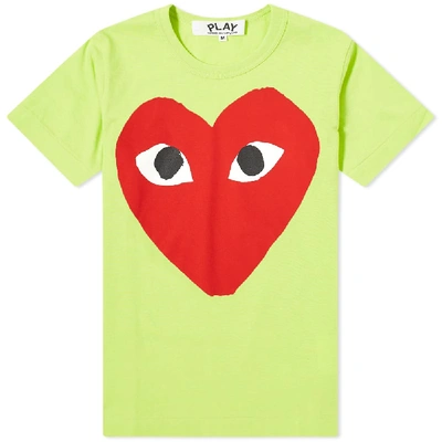 Shop Comme Des Garçons Play Comme Des Garcons Play Women's Red Heart Logo Tee In Green