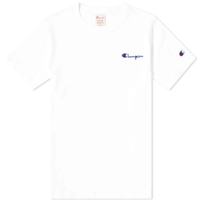 Shop Champion Reverse Weave Women's Small Script Logo Tee In White