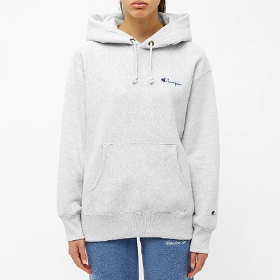 Shop Champion Reverse Weave Women's Small Script Logo Hoody In Grey