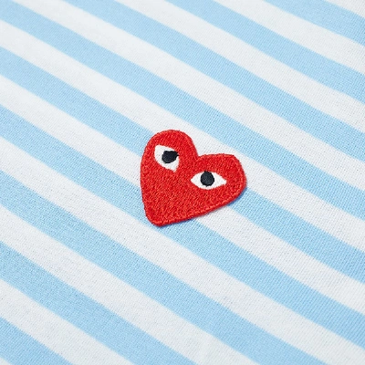 Shop Comme Des Garçons Play Comme Des Garcons Play Women's Long Sleeve Red Heart Stripe Tee In Blue