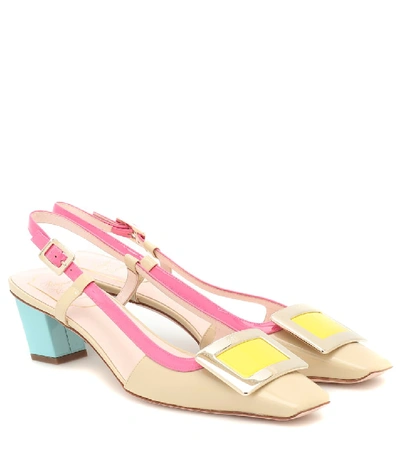 Shop Roger Vivier Belle Vivier Leather Slingback Pumps In Multicoloured