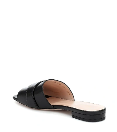 Shop Gucci Double G Leather Slides In Black