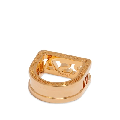 Shop Versace Cutout Ring In Gold