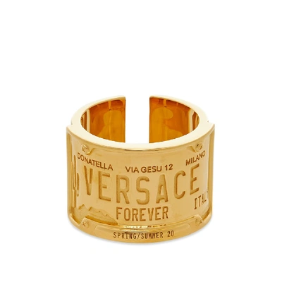 Shop Versace Number Plate Ring In Gold