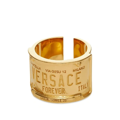 Shop Versace Number Plate Ring In Gold