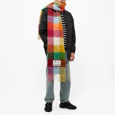 Shop Acne Studios Vally Check Scarf In Pink