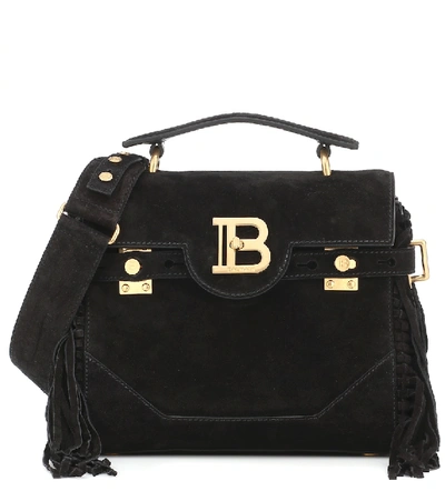 Shop Balmain B-buzz 23 Suede Shoulder Bag In Black