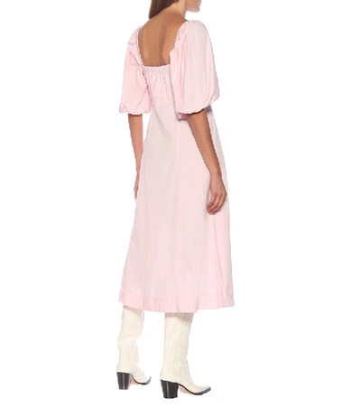 Shop Ganni Stretch-cotton Chino Midi Dress In Pink