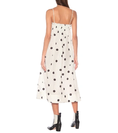 Shop Ganni Polka-dot Trapeze Dress In Yellow