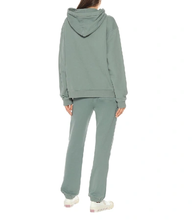 Shop Acne Studios Logo Cotton-jersey Hoodie In Green