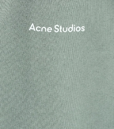 Shop Acne Studios Logo Cotton-jersey Hoodie In Green
