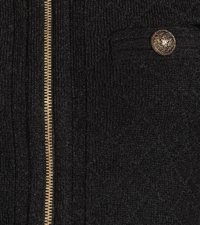 Shop Balmain Off-shoulder Cardigan In Black