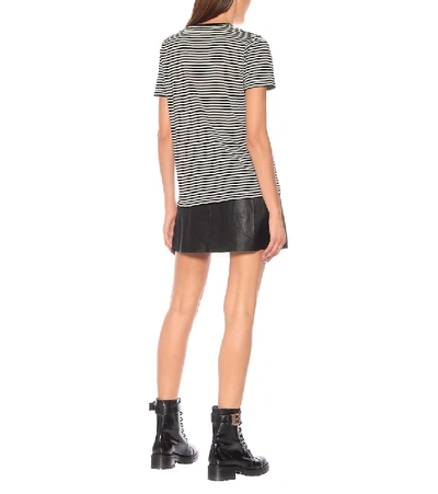 Shop Balmain Striped Cotton-jersey T-shirt In Black