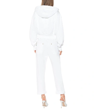 Shop Balmain Cotton-jersey Hoodie In White