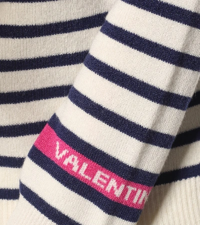 Shop Valentino Striped Cashmere Sweater In Blue