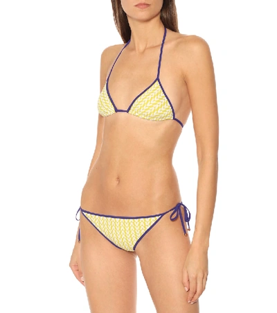 Shop Valentino Printed Triangle Bikini In Yellow