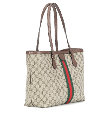 Shop Gucci Ophidia Gg Medium Tote In Brown