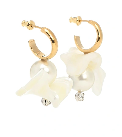 Shop Simone Rocha Mother-of-pearl Hoop Earrings In White