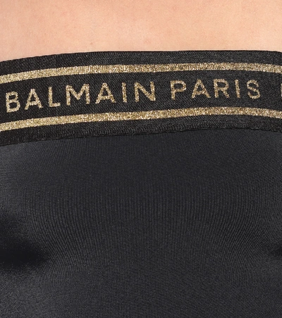 Shop Balmain Logo Swimsuit In Black