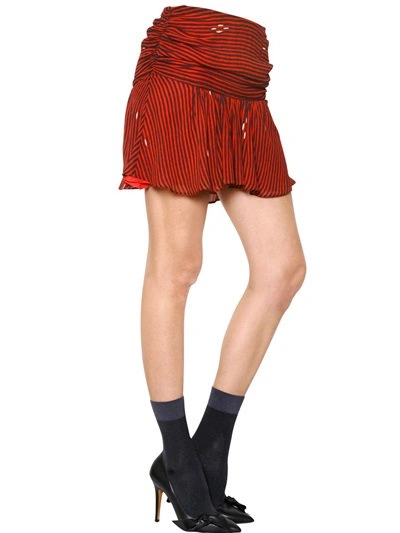 Isabel Marant Striped Viscose Crepe Skirt In Red