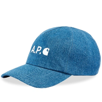 Shop A.p.c. X Carhartt Wip Logo Cap In Blue