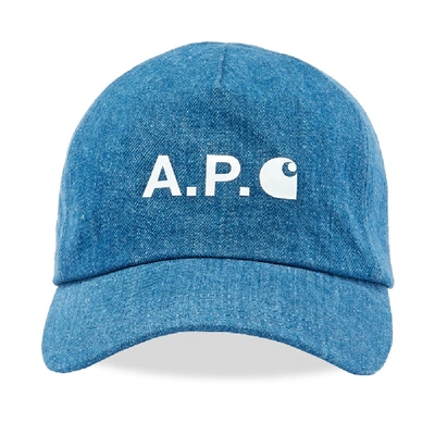Shop A.p.c. X Carhartt Wip Logo Cap In Blue