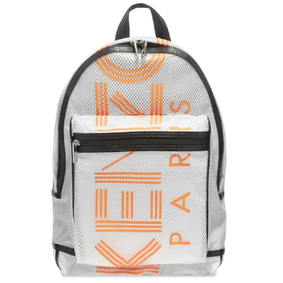 Shop Kenzo Mesh Paris Logo Backpack In White