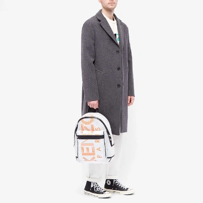 Shop Kenzo Mesh Paris Logo Backpack In White