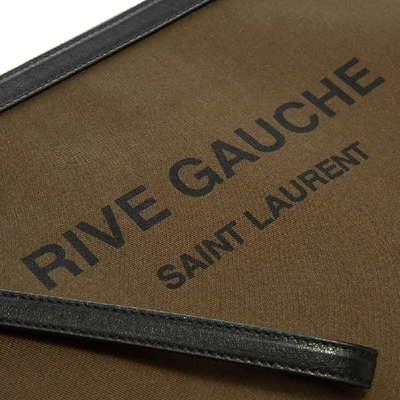 Shop Saint Laurent Rive Gauche Canvas Pouch In Green