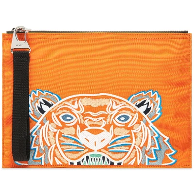Shop Kenzo Tiger Large Pouch In Orange