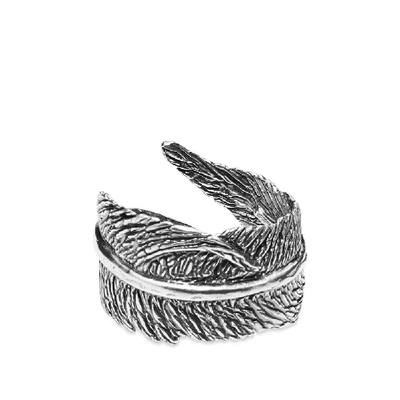 Shop M Cohen M. Cohen The Feather Sterling Hand Carved Ring In Silver