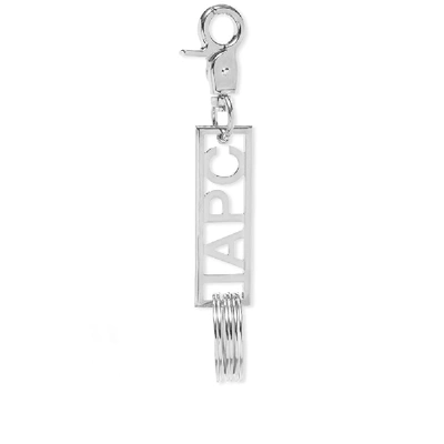 Shop Apc A.p.c. Logo Keyring In Silver