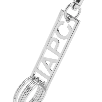 Shop A.p.c. Logo Keyring In Silver