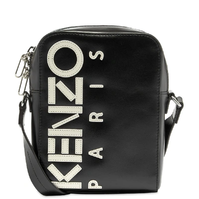 Shop Kenzo Leather Logo Cross Body Bag In Black