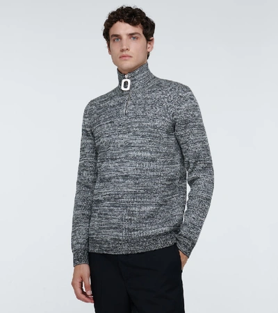 Shop Jw Anderson Neckband Wool Sweater In Grey
