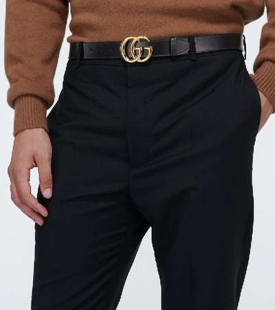 Gucci Gg Marmont Leather Belt In Black