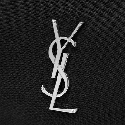 Shop Saint Laurent Metal Logo Canvas Waistbag In Black