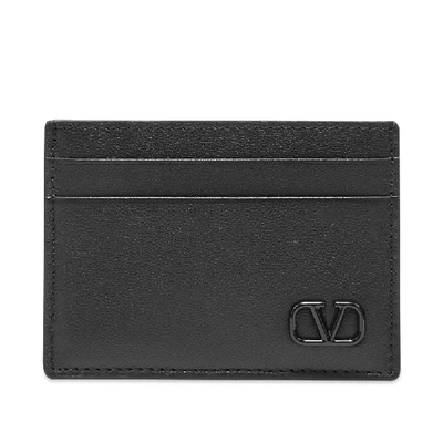 Shop Valentino Leather Go Logo Card Holder In Black