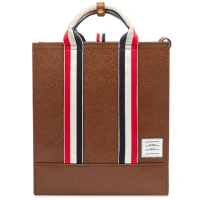 Shop Thom Browne Pebble Grain Leather Lined Tote