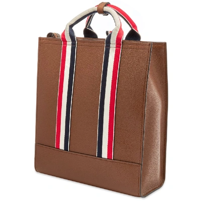 Shop Thom Browne Pebble Grain Leather Lined Tote