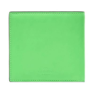 Shop Valentino Fluo Vltn Leather Billfold Wallet In Green