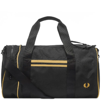 Shop Fred Perry Authentic Twin Tipped Barrel Bag In Black