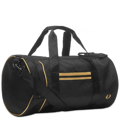 Shop Fred Perry Authentic Twin Tipped Barrel Bag In Black