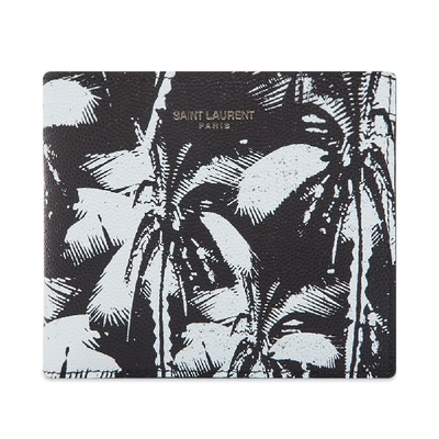 Shop Saint Laurent Palm Print Leather East West Wallet In Black